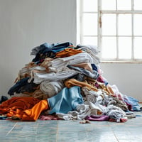 falling pile with clothes and towels