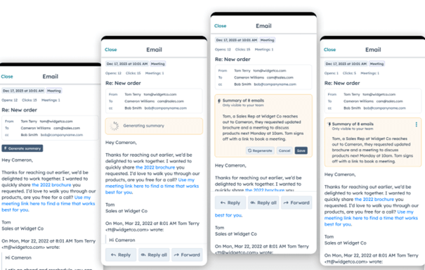 AI-samenvattingen van e-mail threads in HubSpot