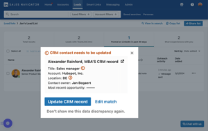 CRM waarschuwing in LinkedIn