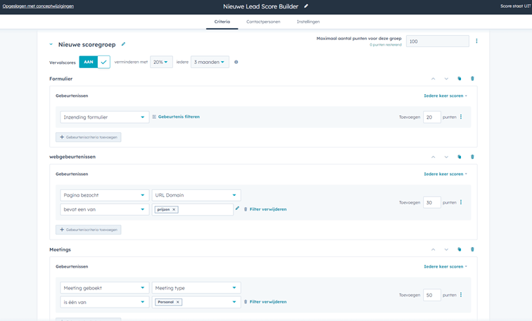 Leadscore builder met AI in HubSpot