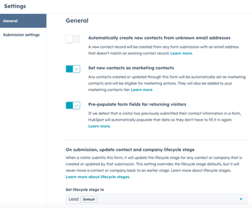 Settings voor de folluw-up van je HubSpot formulieren