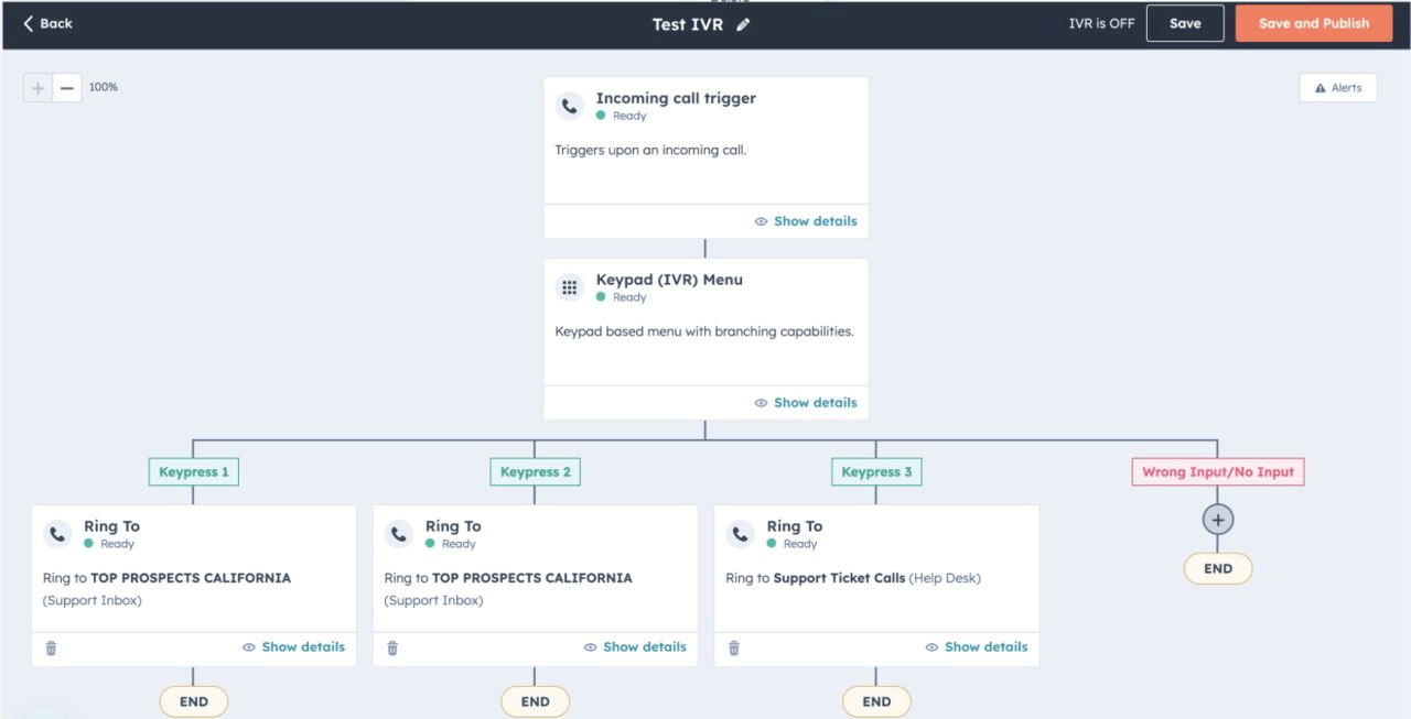 IVR-functie beltool in HubSpot