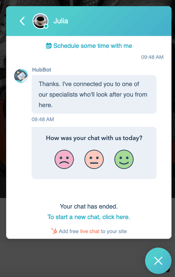 chat feedback in HubSpot